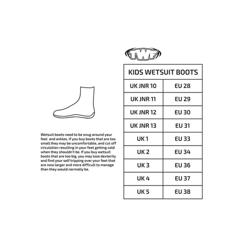 Childrens Zipped Wetsuit Boots | 3mm | TWF