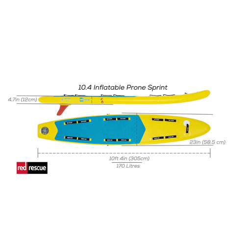Red Rescue | Inflatable Prone Sprint | 10'4" Rescue Paddle Board