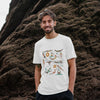 Printed organic men's t-shirts with Swimming Ladies Design in white