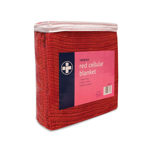 Red Cellular First Aid Blanket, Sealed, 100% Cotton
