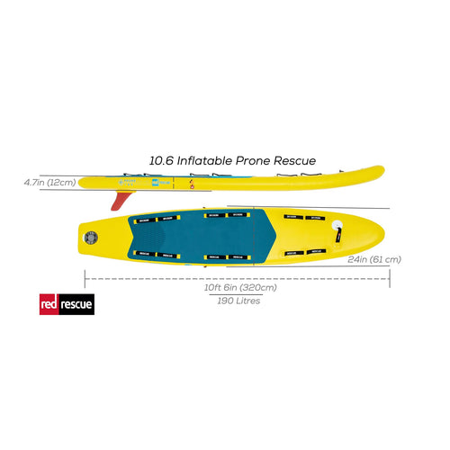 Red Rescue | Inflatable Prone Rescue | 10'6" Rescue Paddle Board
