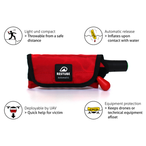 Restube Automatic | Inflatable Safety Buoy | Inflates upon contact with Water | Red