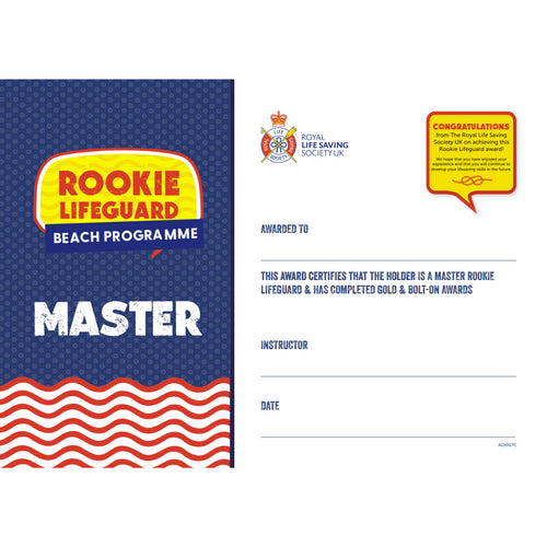 Rookie Lifeguard | Beach Programme | Master Award Certificates (Pack of 5)