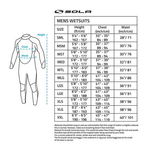 Mens Wetsuit | 3mm Full Length | Sola Fusion
