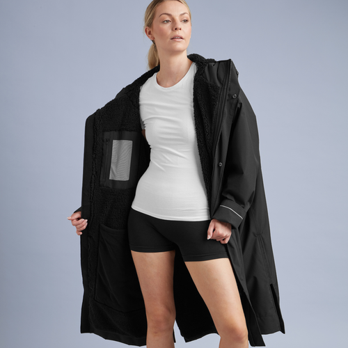 Red | Long Sleeve Waterproof Changing Robe | EVO Pro | Stealth Black