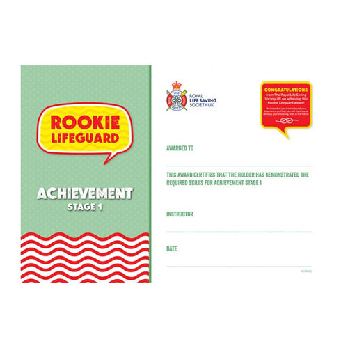 Rookie Lifeguard | Achievement Award Certificates | Stages 1 & 2 (Packs of 5)