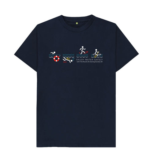 Navy Blue RLSS UK | Stick Man Sports Men's T-shirt | Short Sleeve Organic Cotton T-shirt