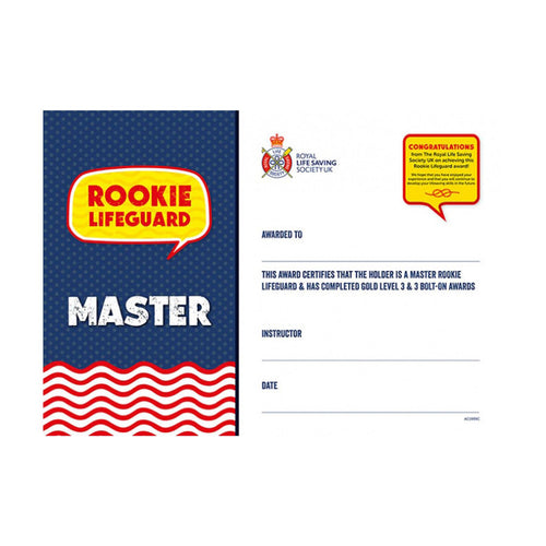Rookie Lifeguard | Master Award Certificates (Packs of 5)
