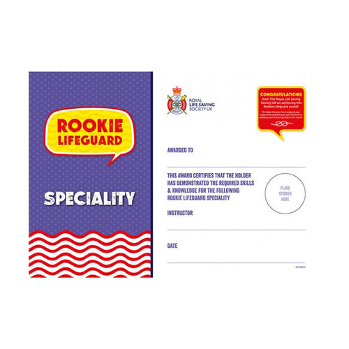 Rookie Lifeguard Bolt-On | Beach Award Certificates (Pack of 5)